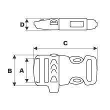 Whistle Buckle For 20 mm Webbing, orange half