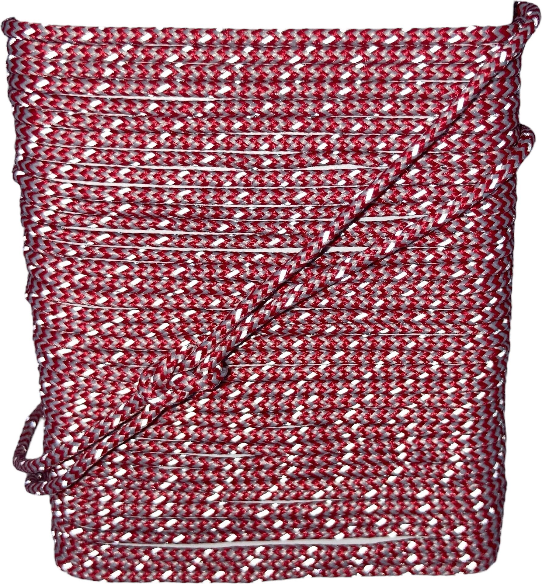 Reflective 1.6 mm Cord with Dyneema Core, Tent Cord, Red-Grey with Reflective Stripe Red-Grey with Reflective Stripe