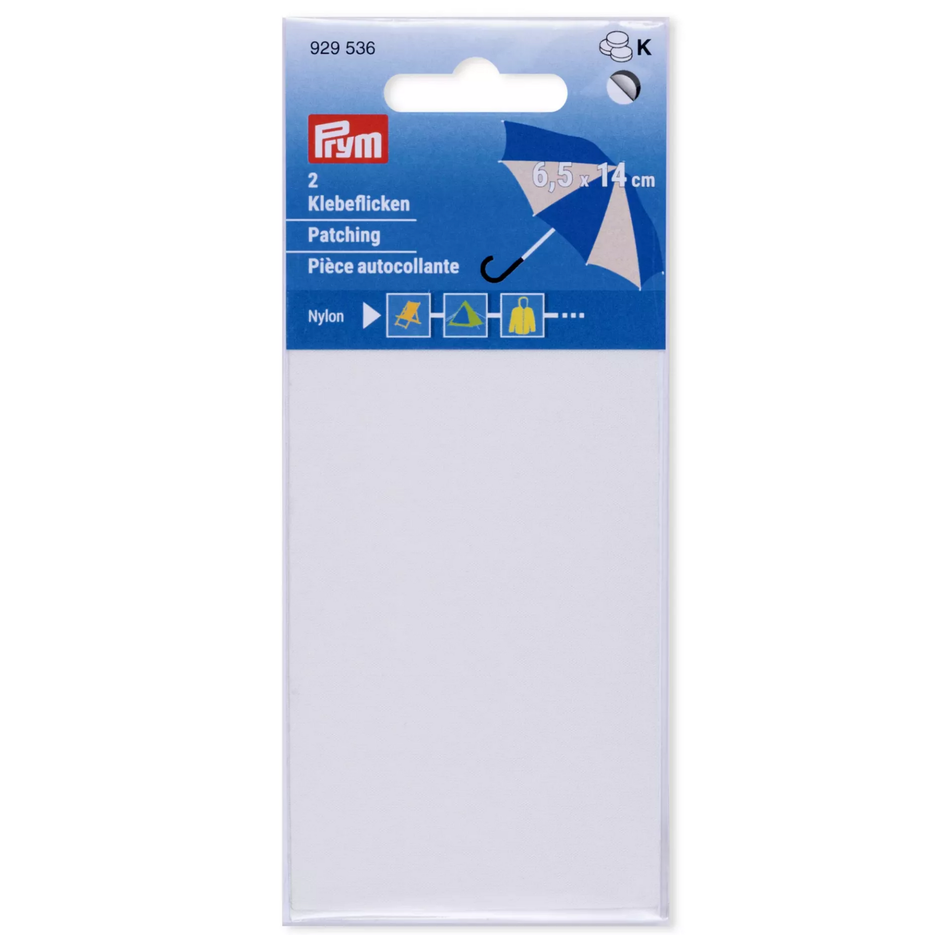 Nylon Repair Patch, Ecru White, 2 pieces of 14cm x 6.5cm, Prym  929536 Ecru White