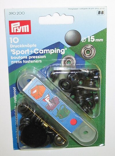 Snap Kit, 15mm Strong Snaps, Silver, 10 pcs, Installation tool included, Prym 390201 Silver