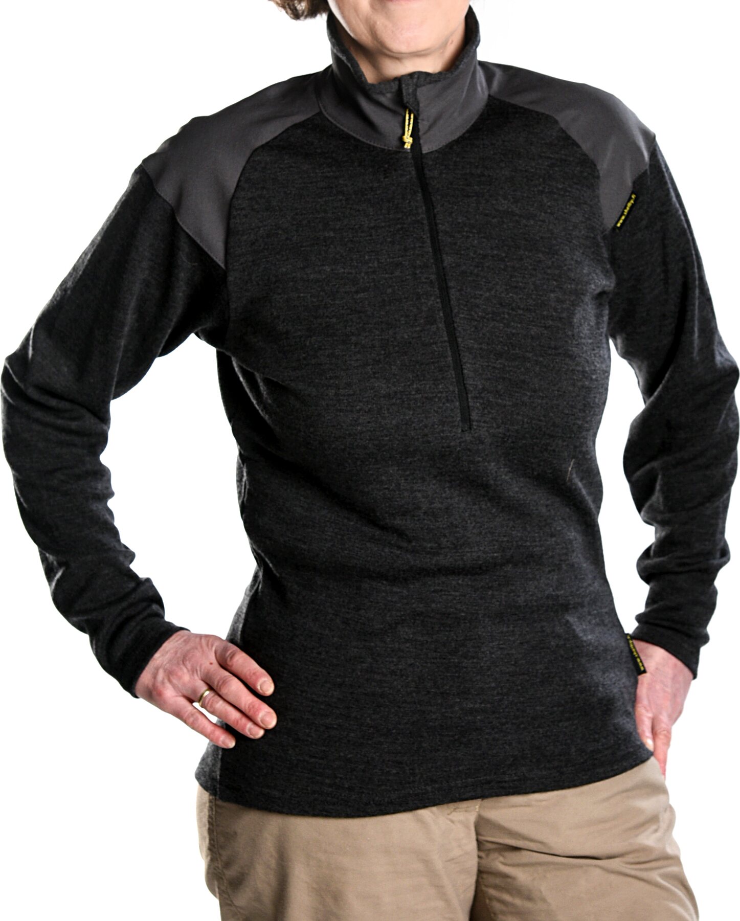 Pihtsus Merino-pusero, Harmaa/musta, L, 19.5 µm merinovillaa (250g / m²) Harmaa/musta