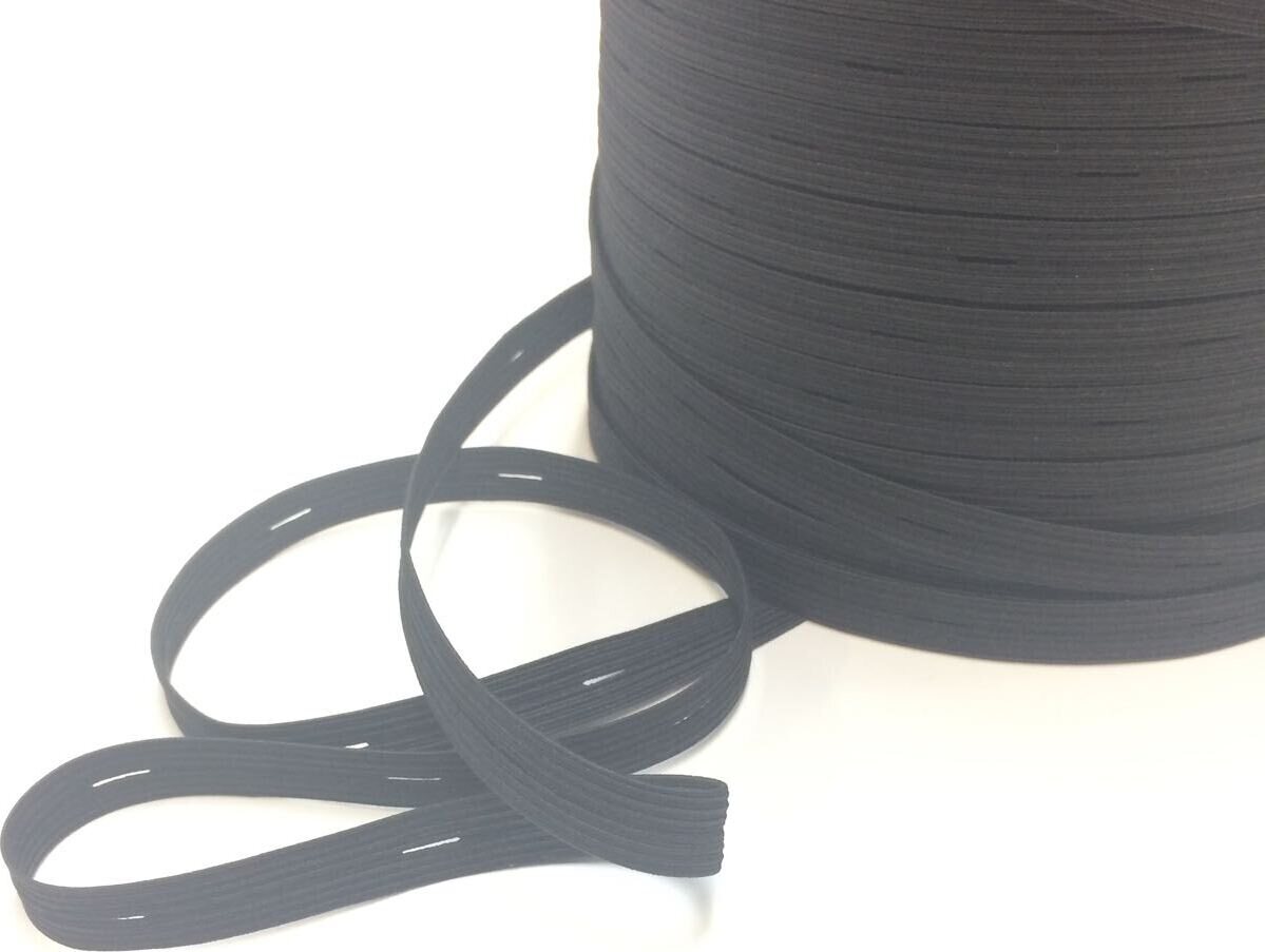Buttonhole Elastic 10-18 mm, Black, 10 mm Black