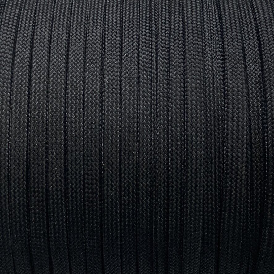 Tubulaarinen, litteä Coreless polyesterinyöri/nauha, Musta (10016) Musta (10016)