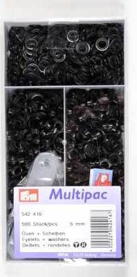 Purjerenkaat 5 mm, Musta, 500 kpl, Asennustyökalu mukana, Prym 542416 Musta