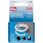 Grommet 14 mm, Silver, 15 pcs, Installation tool not included, Prym 541391