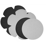 FabPatch Repair Patches, Recycled Stretch Polyester, Loisto – Glow, Reflectives: Medium 1+1 pc (7.4 x 7 cm silver/black flower), Mini 1+1 pc (⌀ 4.5 cm silver/black circle)