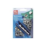 Snap Kit, 15mm Strong Snaps, Silver, 10 pcs, Installation tool included, Prym 390201