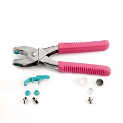 Vario Installation Pliers, Pink, Including Tools for Plastic Snaps, Prym 390902