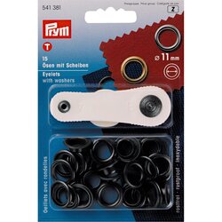 Grommet Kit 11 mm, Black, Installation tool included, Prym 541381