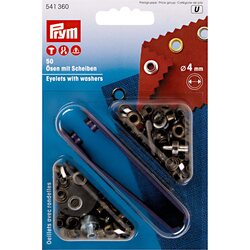 Grommet Kit 4mm, Black, 50 pcs., Installation tool included, Prym 542409