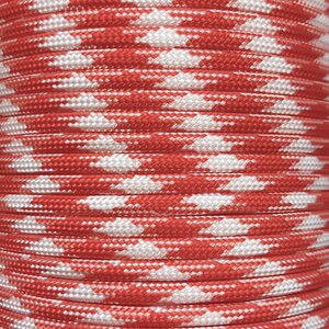 Paracord 550 Type III nailonnyöri, 38 väriä, Puna-valkoinen (105)