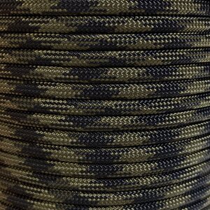 Paracord 550 Type III nailonnyöri, 38 väriä, Musta metsänvihreä (309)