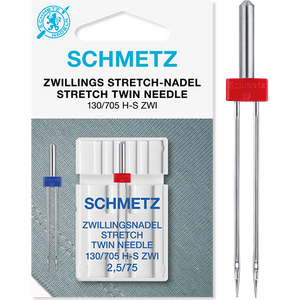 Stretch kaksoisneula, 75/11, neulaväli 2,5 mm (1 kpl)