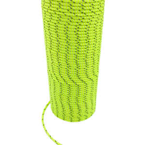 Heijastava 1,7 mm nyöri Dyneema ytimellä, telttanaru, Fluorisoiva keltainen heijastinraidalla