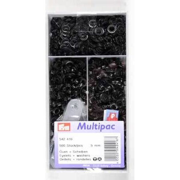 Purjerenkaat 5 mm, Musta, 500 kpl, Asennustyökalu mukana, Prym 542416