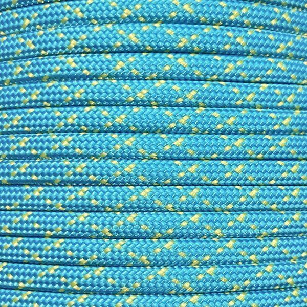 Paracord 550 Type III nailonnyöri, 38 väriä, Turkoosi-keltainen (373)