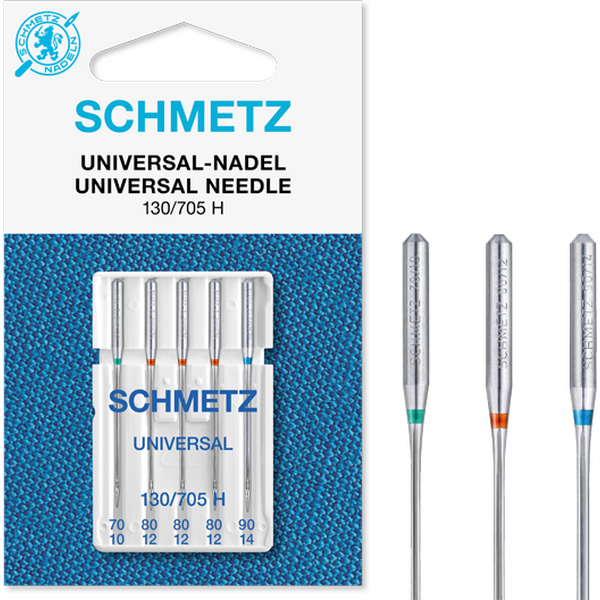 Universal Machine Needles, 70/10 (1 pcs), 80/12 (2 pcs), 90/14 (1 pcs ), 100/16 (1 pcs)