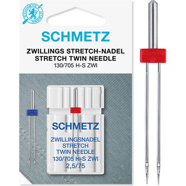 Stretch kaksoisneula, 75/11, neulaväli 2,5 mm (1 kpl)