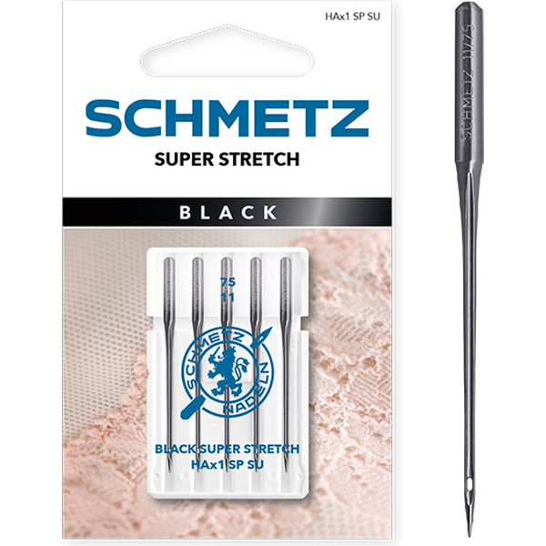 Black Super Stretch ompelukoneneulat, 75/11