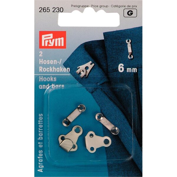 Prym Hooks and Bars 6 mm, For Skirts and Trousers